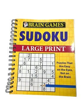 Sudoku Puzzle Book Large Print Brain Games Spiral Binding hobby READ